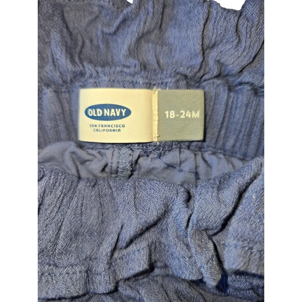 Old Navy Girls Blue‎ Paperbag Waist Shorts Cotton Viscose Blend 18-24 Months